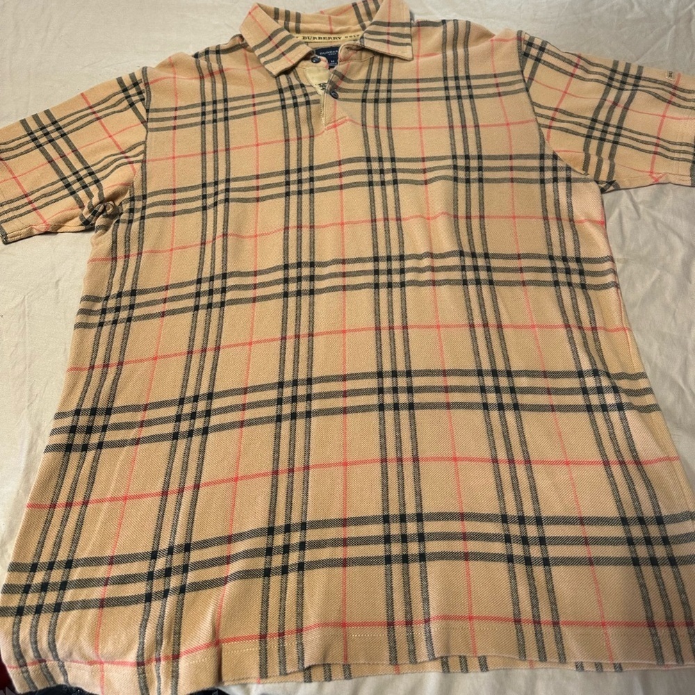 Burberry Tan and Black Plaid Shirt